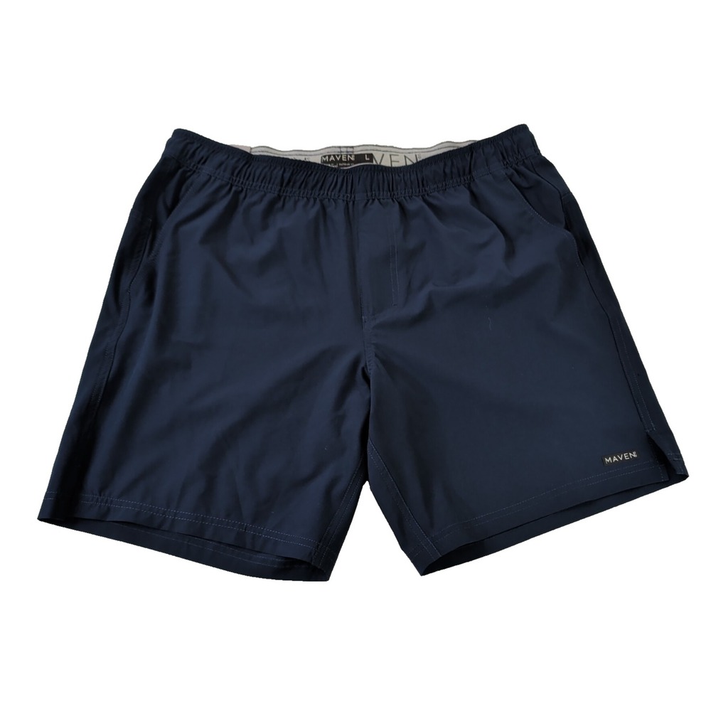 Maven Co Op Active Stretch Shorts Men L Navy Blue Lighweight Athleisure Workout‎